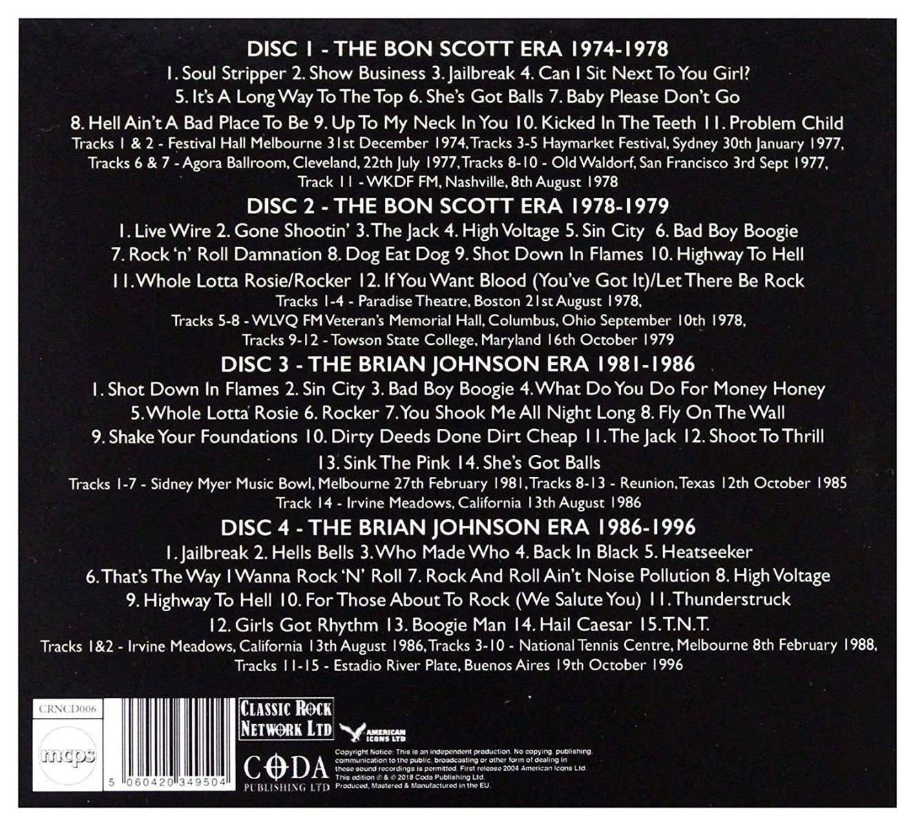 - Greatest Hits In Concert 1974 - 1996 (4CDs | Import)