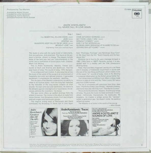 André Kostelanetz and His Orchestra - I'll Never Fall In Love Again (LP | Pre-Owned Vinyl) - Vibin' VinylVinylAndré Kostelanetz and His OrchestraCS 9998