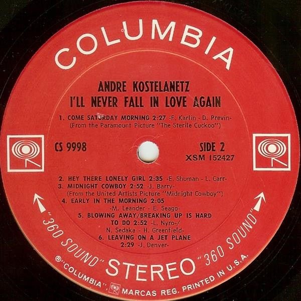 André Kostelanetz and His Orchestra - I'll Never Fall In Love Again (LP | Pre-Owned Vinyl) - Vibin' VinylVinylAndré Kostelanetz and His OrchestraCS 9998