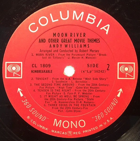 Andy Williams – Moon River And Other Great Movie Themes (LP | Pre-Owned Vinyl) - Vibin' VinylVinylAndy WilliamsCL 1809