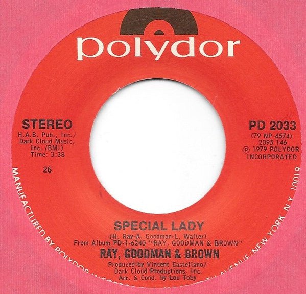Ray, Goodman & Brown - Special Lady (7”) - Vibin' Vinylvibin'-vinylPD 2033